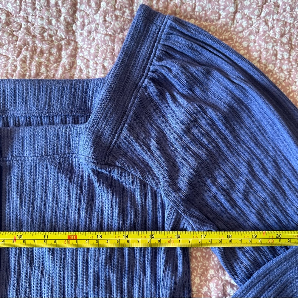 Loft Ribbed Long Sleeve Top In Periwinkle - Picture 3 of 6